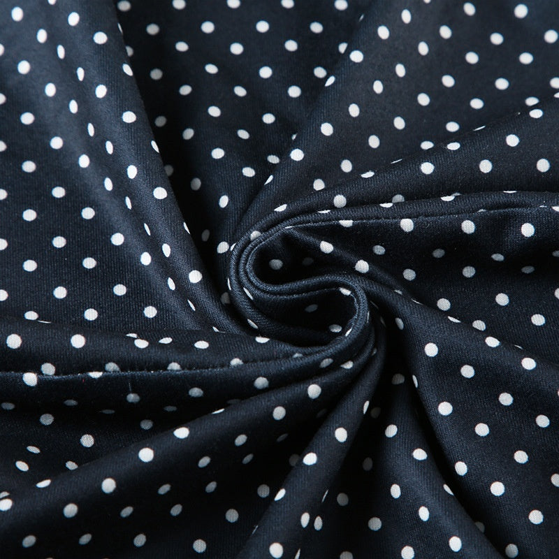 Vestido Mini de Bolinhas sem Mangas de Mulher com Cintura Ajustada