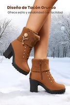 Elena - Botas de Salto Grosso e Quentes