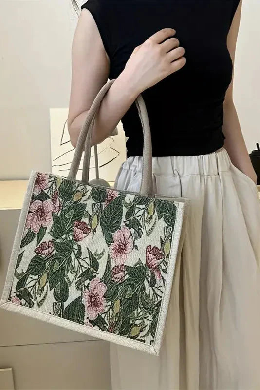 Taila Mala de Juta com Estampado Floral e Design Ecológico