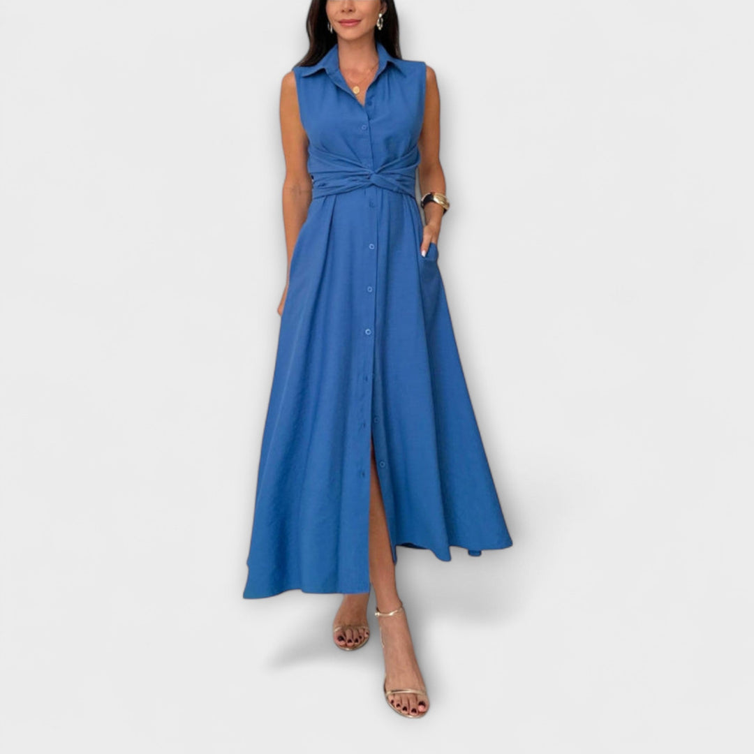 Mira - Vestidos Midi Impressionantes com Fecho Monocromático e Detalhe de Laço