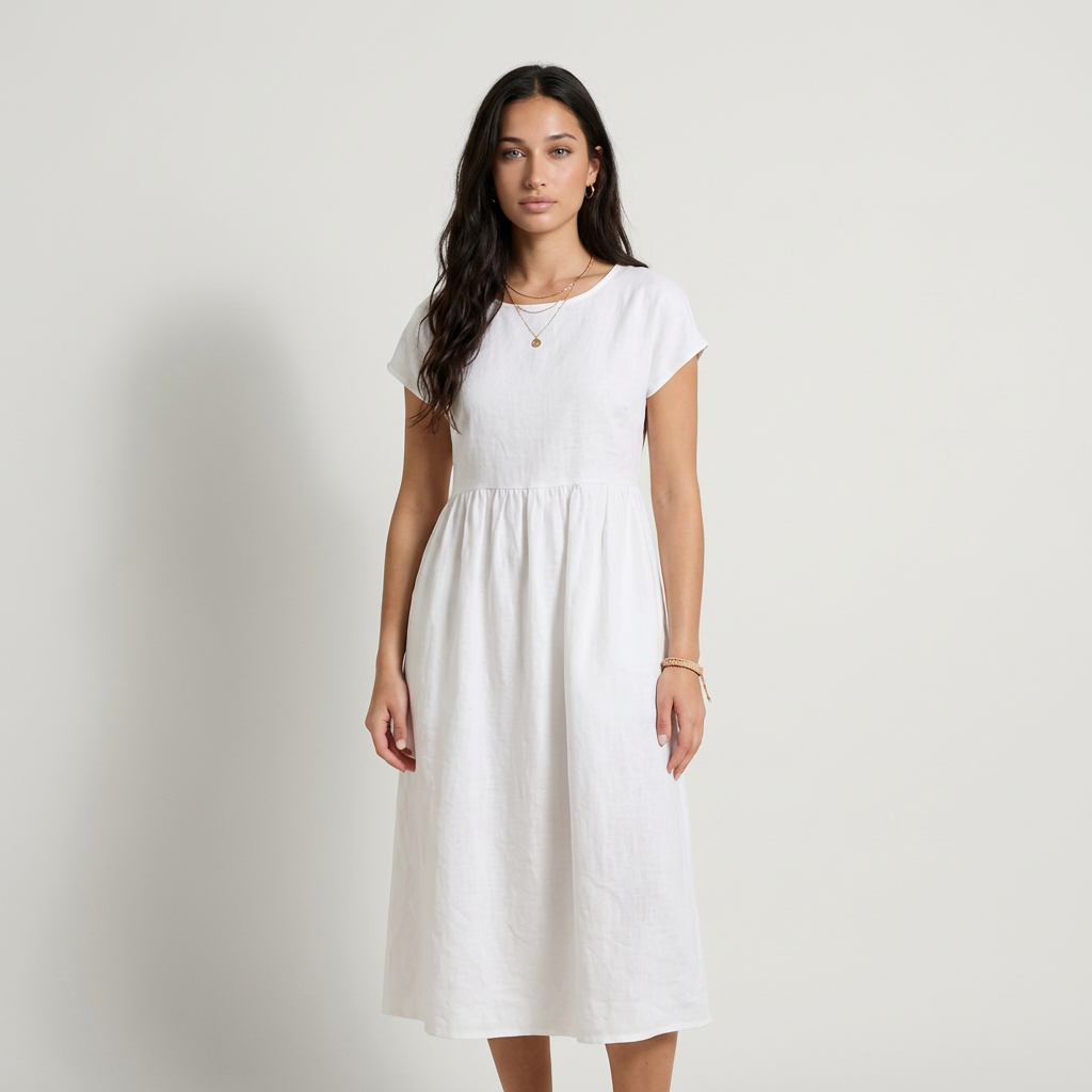 Chira - Vestido Midi com Mangas Curtas