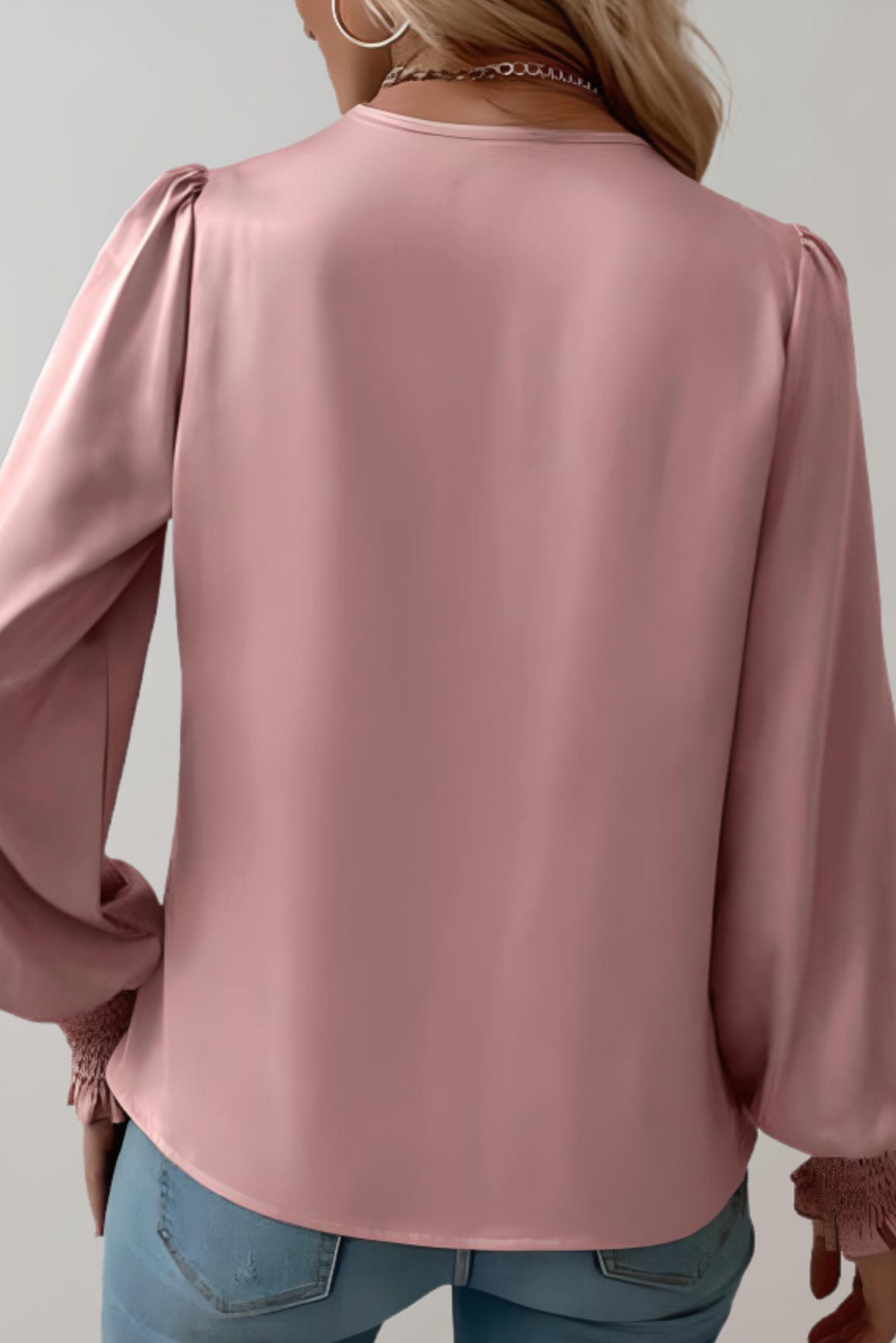 Quinn Blusa Elegante de Manga Comprida com Decote em V