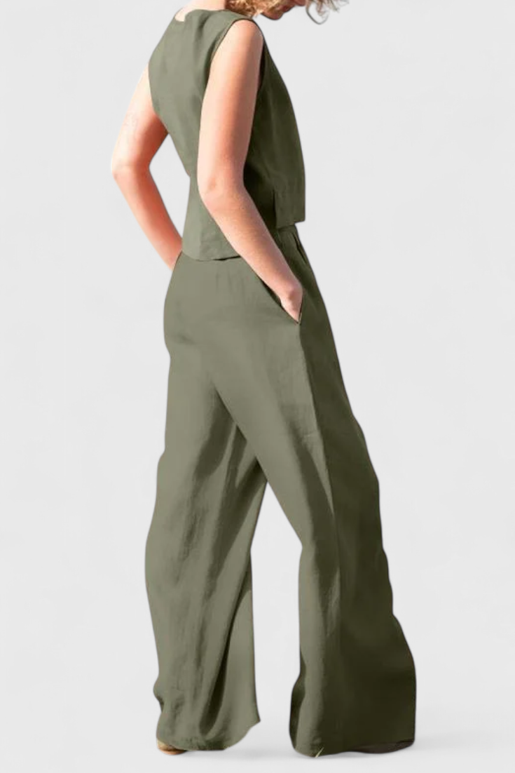 Yvanne Conjunto Vintage sem Mangas de Verão