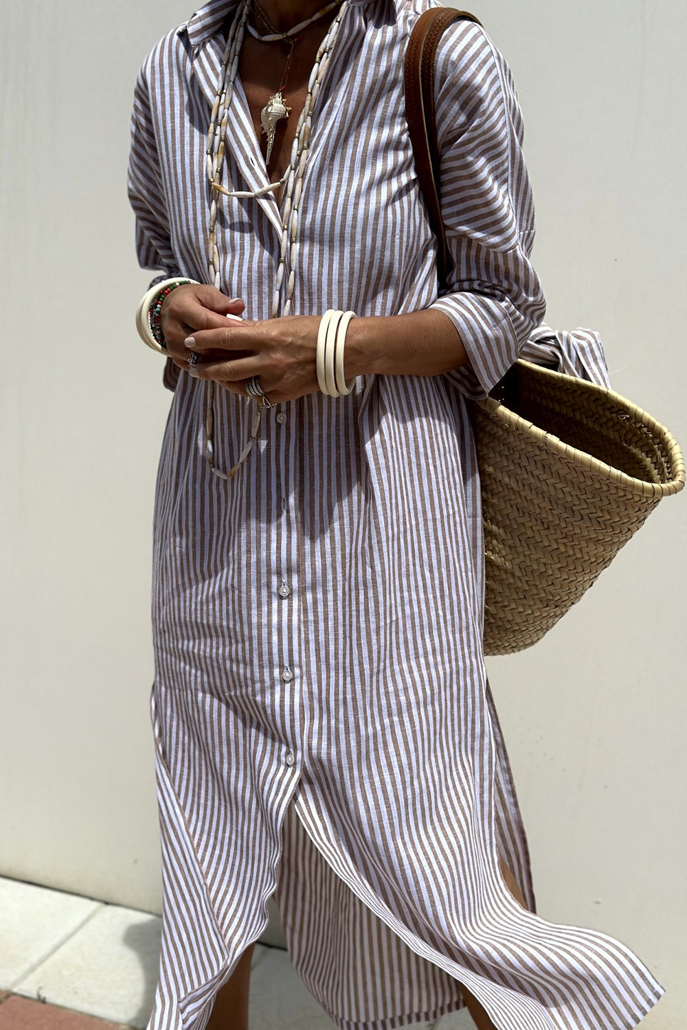 Sophia | Vestido Camiseiro às Riscas
