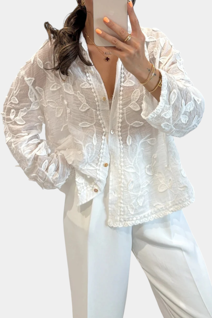Prairie Camisa de Renda Bordada