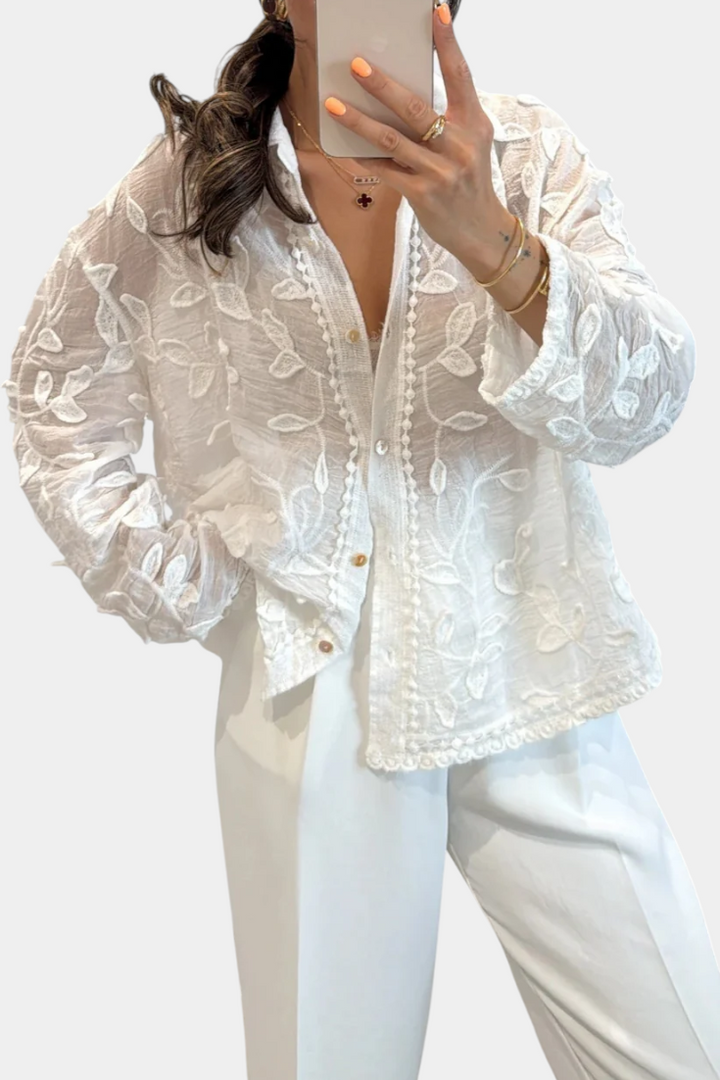 Prairie Camisa de Renda Bordada