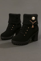 Elena - Botas de Salto Grosso e Quentes