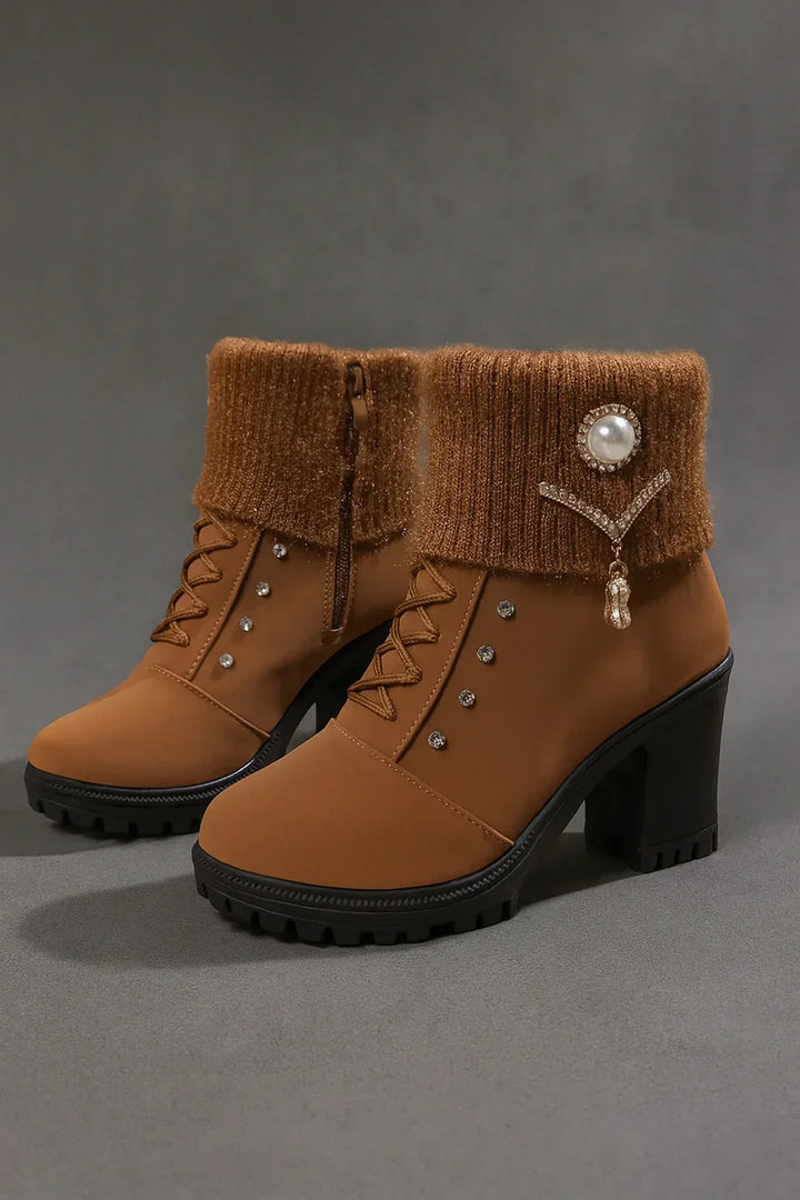 Elena - Botas de Salto Grosso e Quentes
