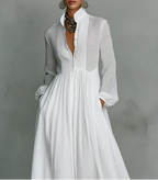 Elisa | Vestido Plissado de Manga Comprida