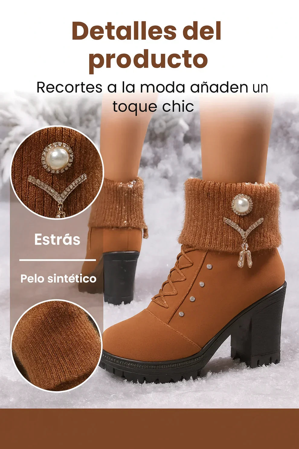 Elena - Botas de Salto Grosso e Quentes