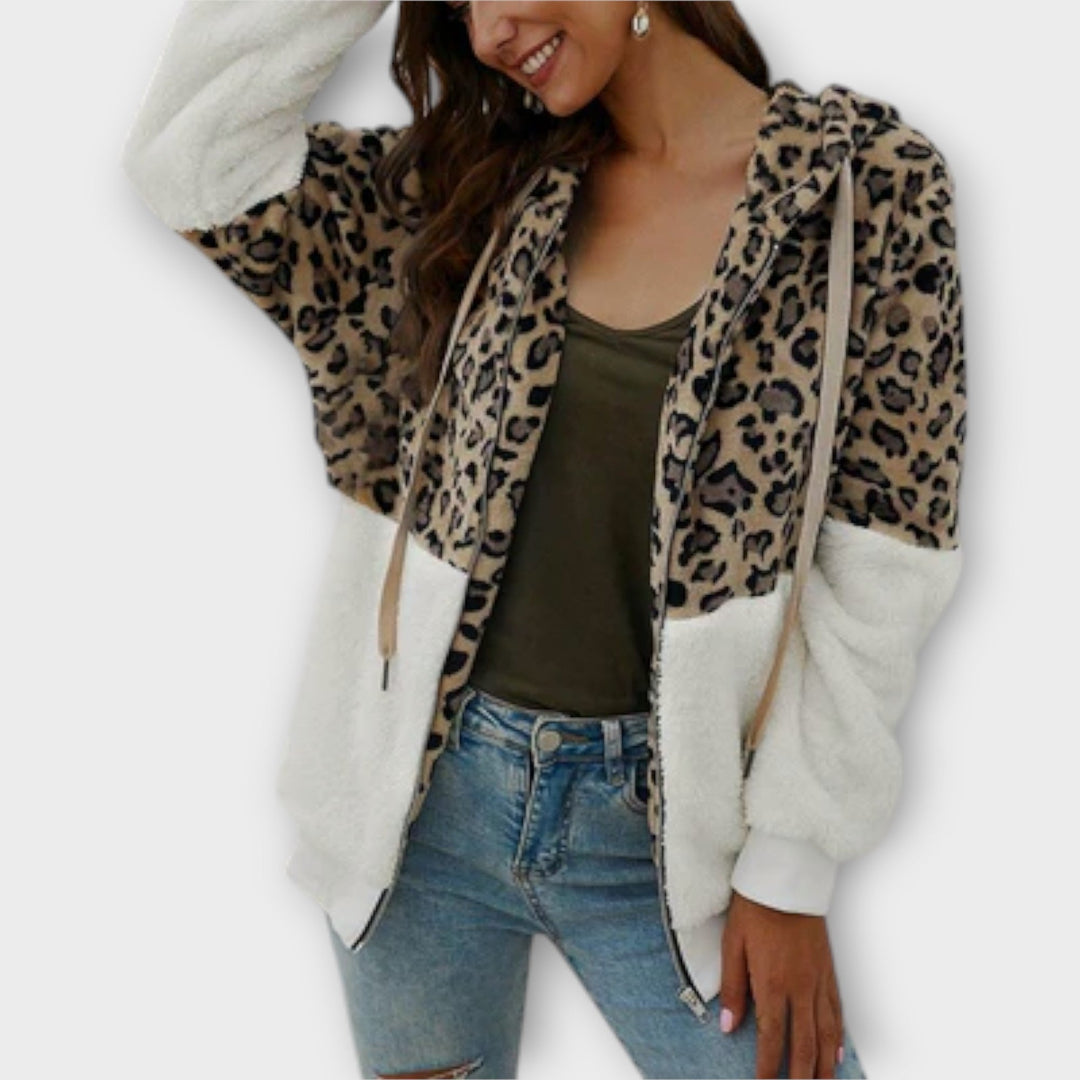 Lea - Sweatshirt com Capuz de Felpa e Estampado de Leopardo