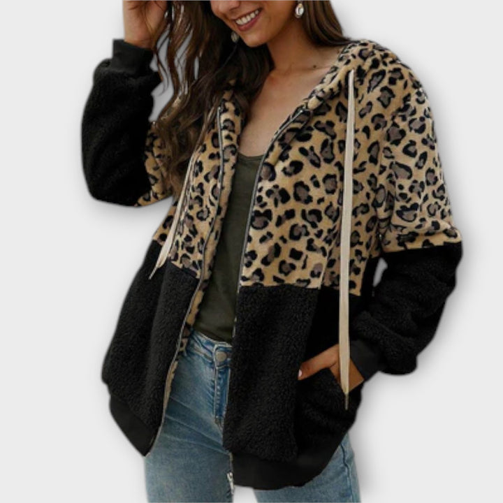 Lea - Sweatshirt com Capuz de Felpa e Estampado de Leopardo