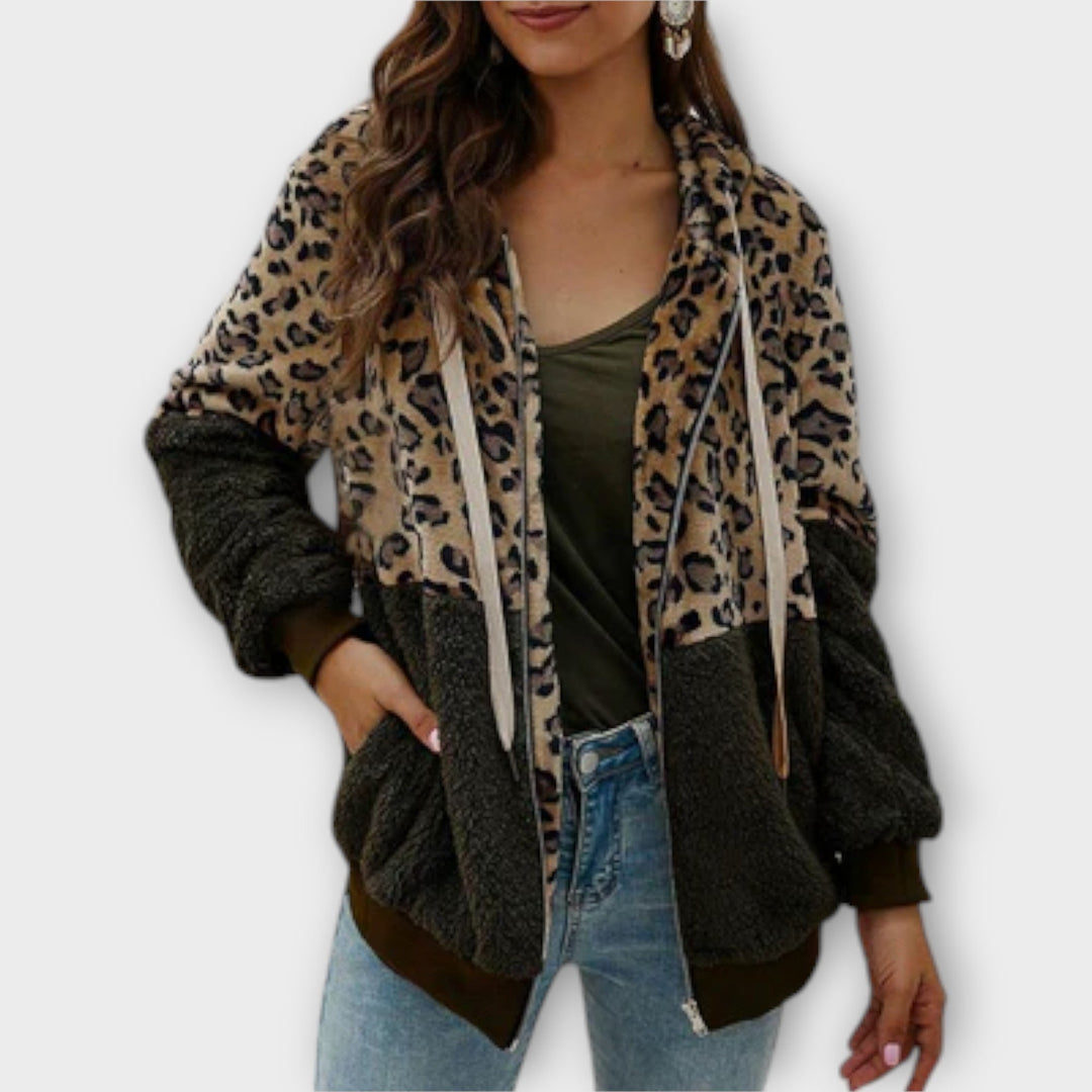 Lea - Sweatshirt com Capuz de Felpa e Estampado de Leopardo