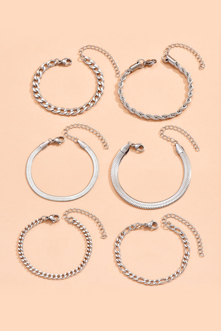 Conjunto de Pulseiras de Corrente Cubana de 6 Peças