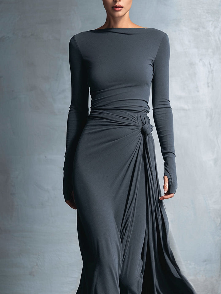 Alba - Vestido Comprido com Nó Lateral
