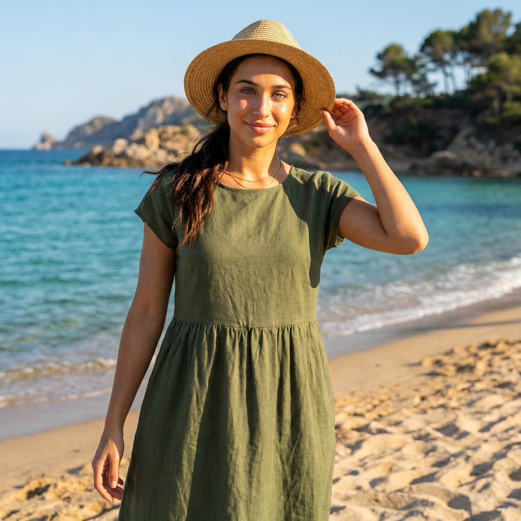 Chira - Vestido Midi com Mangas Curtas