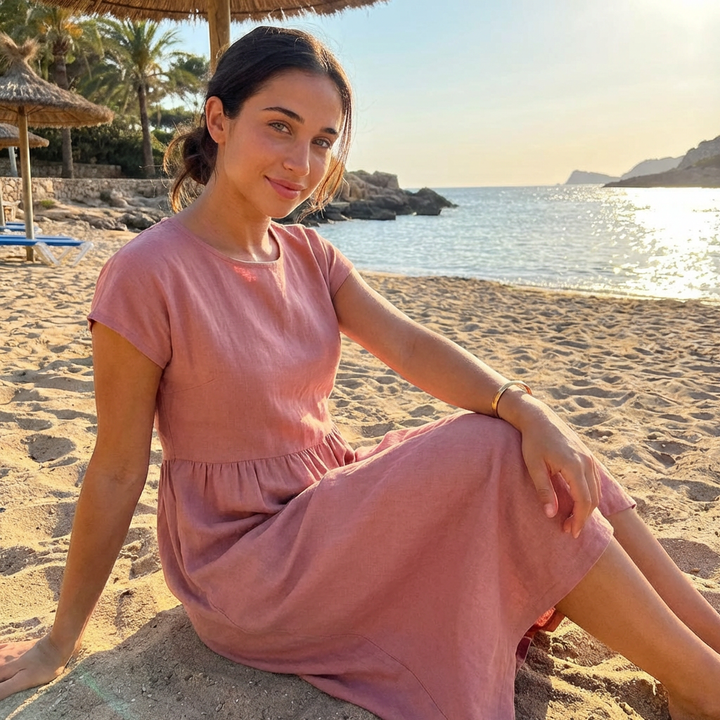 Chira - Vestido Midi com Mangas Curtas