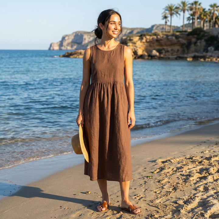 Chira - Vestido Midi com Mangas Curtas