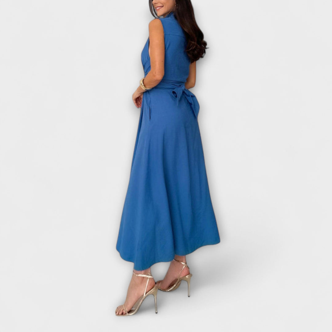 Mira - Vestidos Midi Impressionantes com Fecho Monocromático e Detalhe de Laço