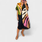 Roos - Vestidos Casuais com Estampados de Folhas Pintadas