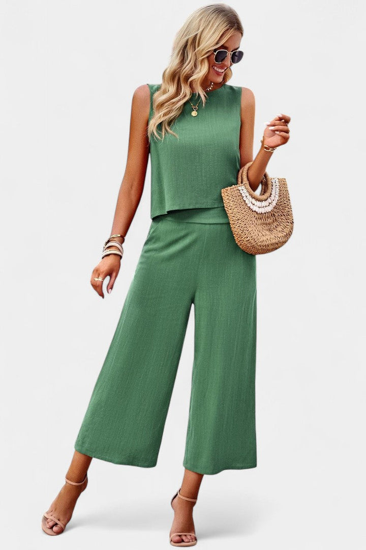 Lavinia Conjunto Boho de Top e Calções em Linho e Algodão