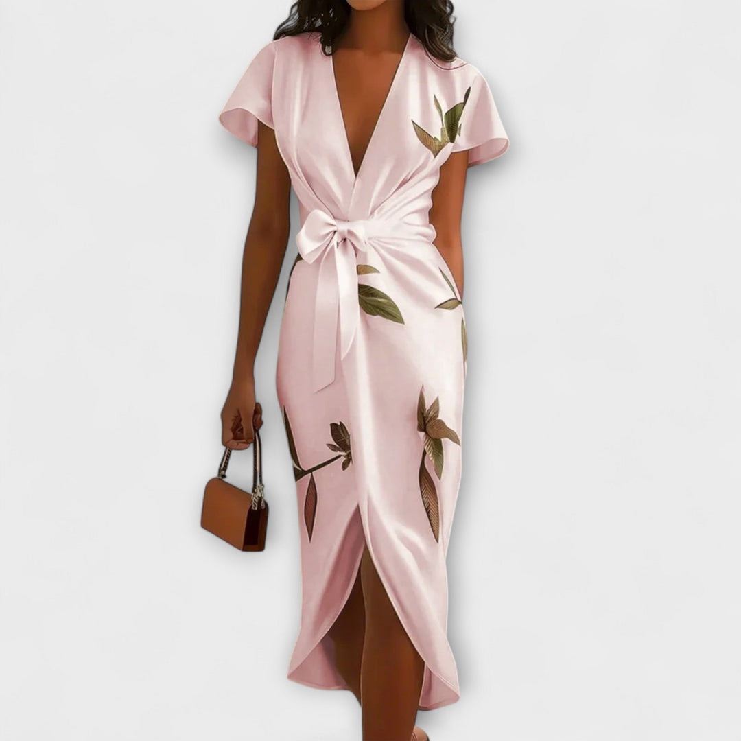 Vestido envolvente de cetim