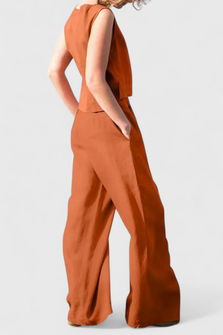 Yvanne Conjunto Vintage sem Mangas de Verão