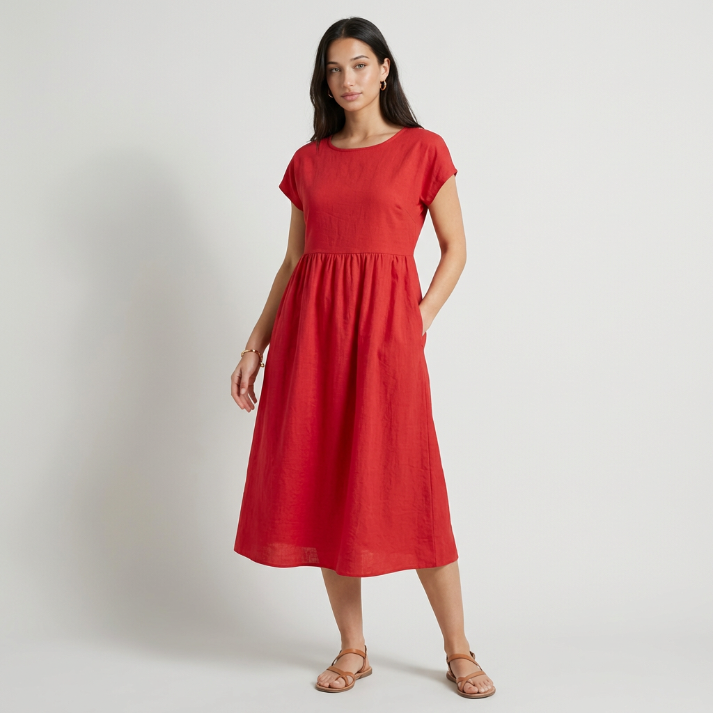 Chira - Vestido Midi com Mangas Curtas