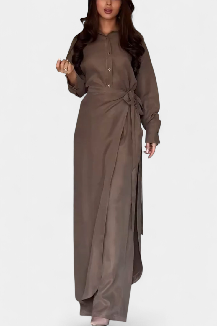 Marisol Conjunto Casual de Camisa Solta e Calça-Saia