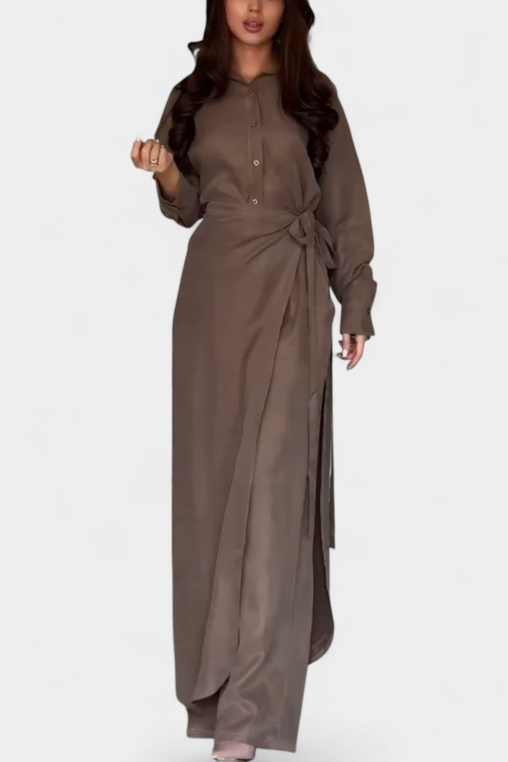 Marisol Conjunto Casual de Camisa Solta e Calça-Saia