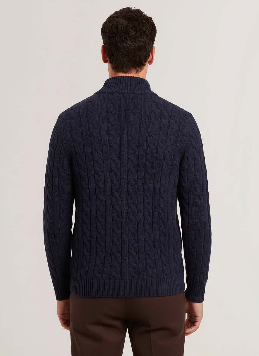 Camisola de Malha Entrançada com Fecho