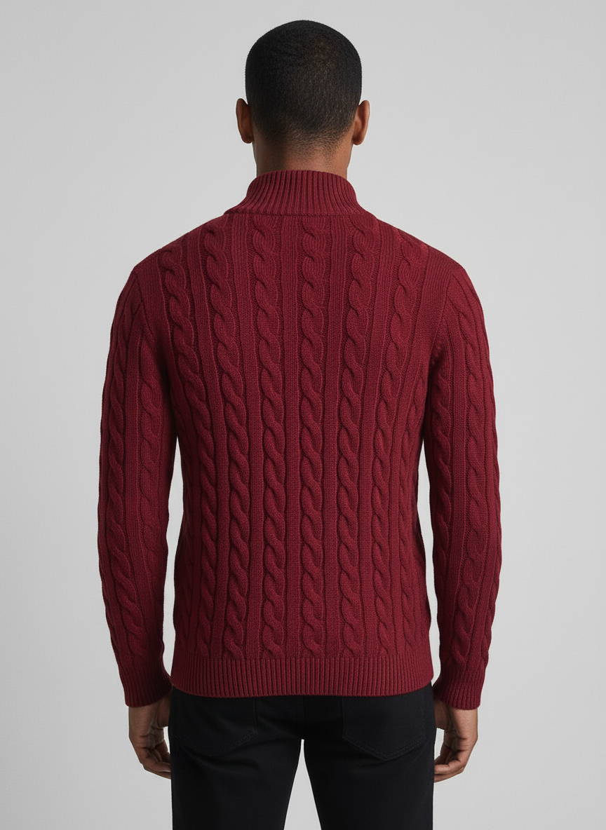Camisola de Malha Entrançada com Fecho