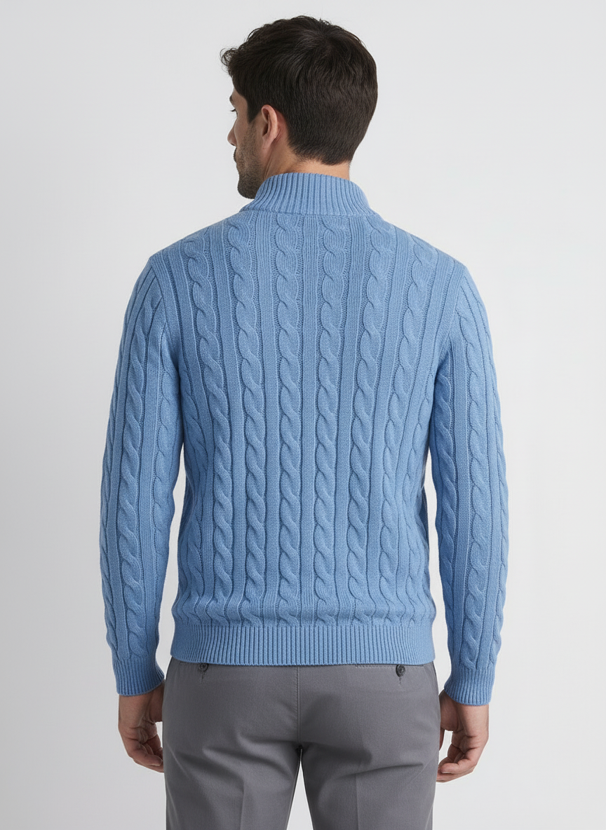 Camisola de Malha Entrançada com Fecho