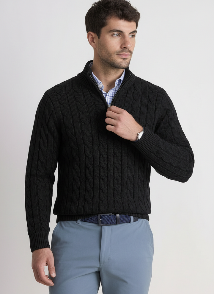 Camisola de Malha Entrançada com Fecho
