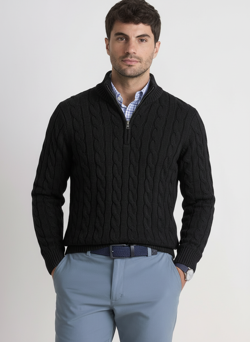 Camisola de Malha Entrançada com Fecho