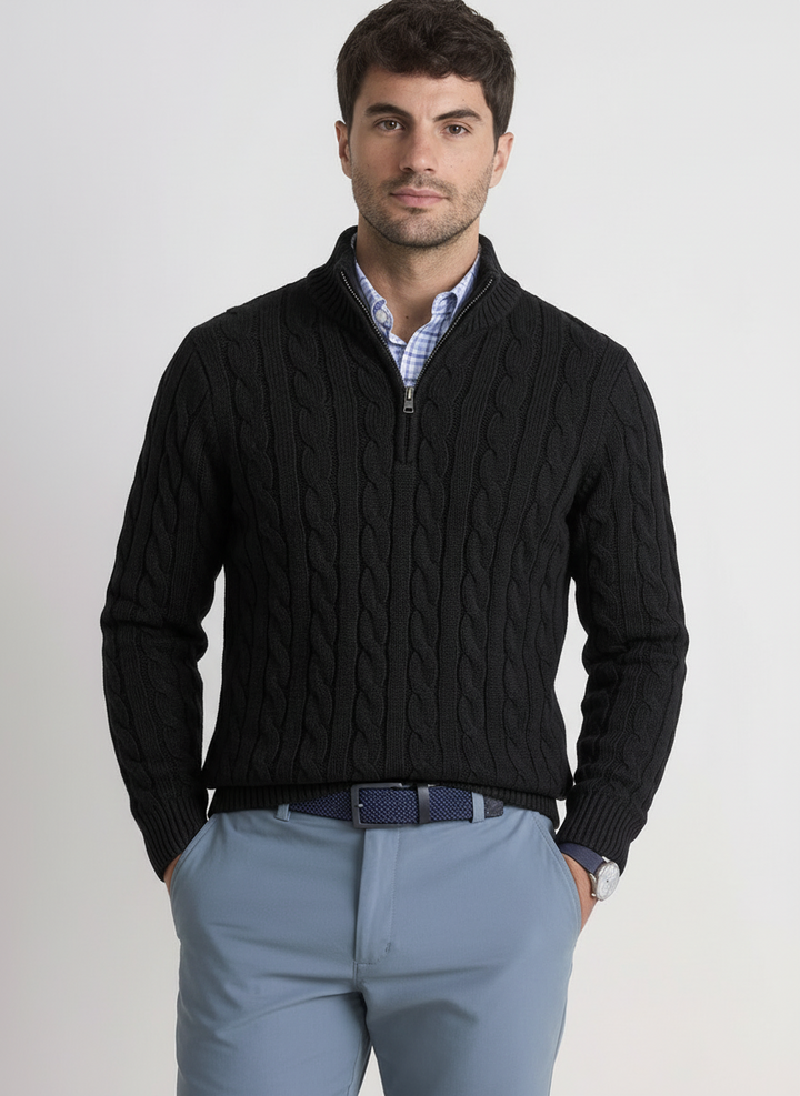 Camisola de Malha Entrançada com Fecho