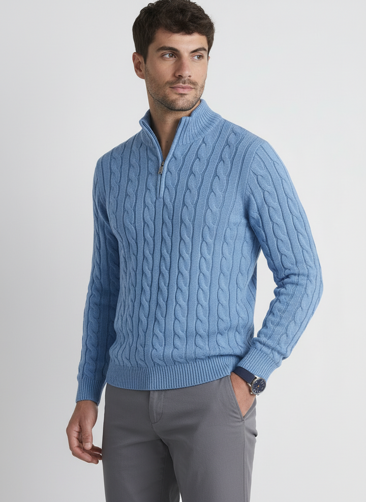 Camisola de Malha Entrançada com Fecho