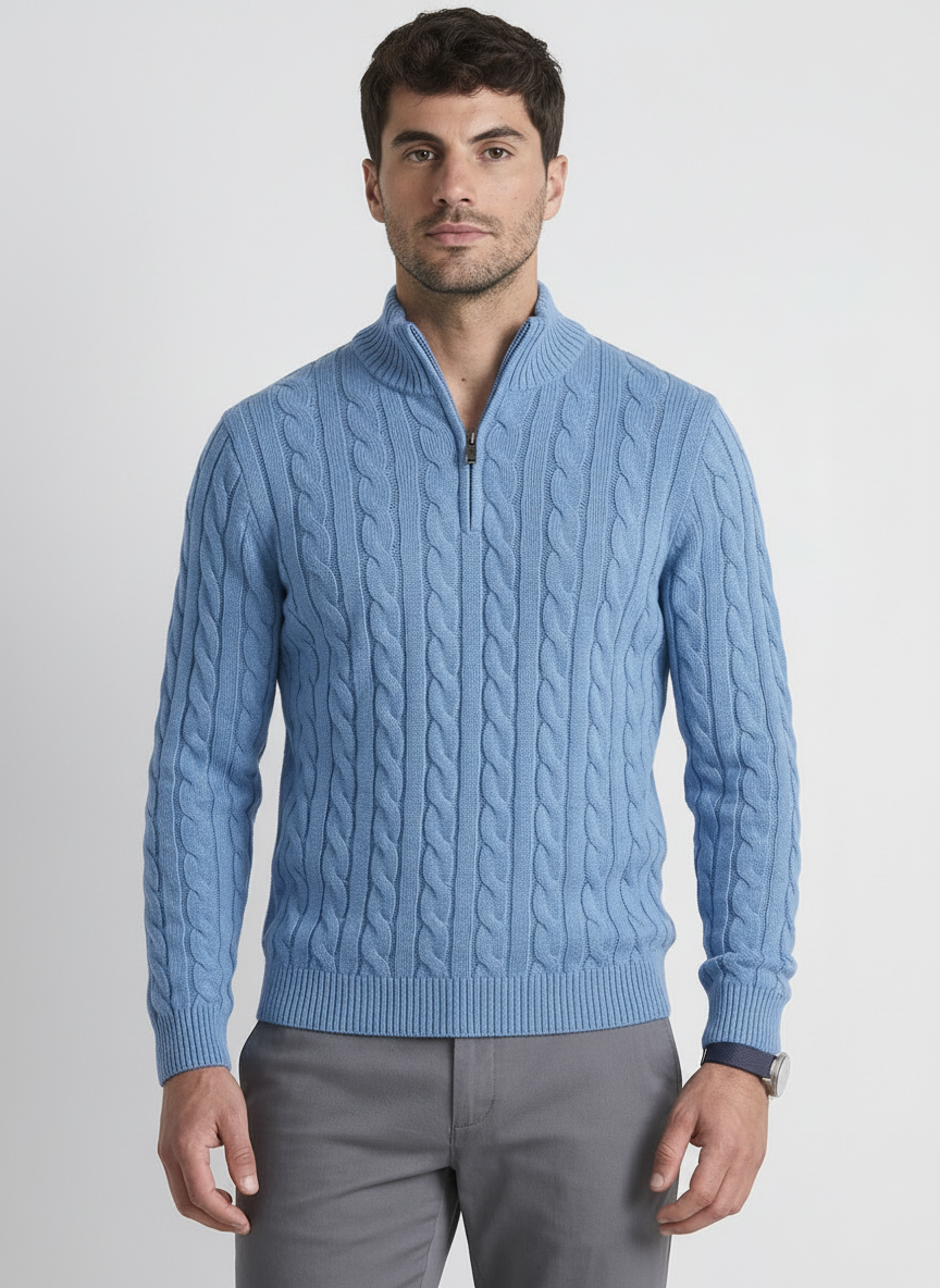 Camisola de Malha Entrançada com Fecho