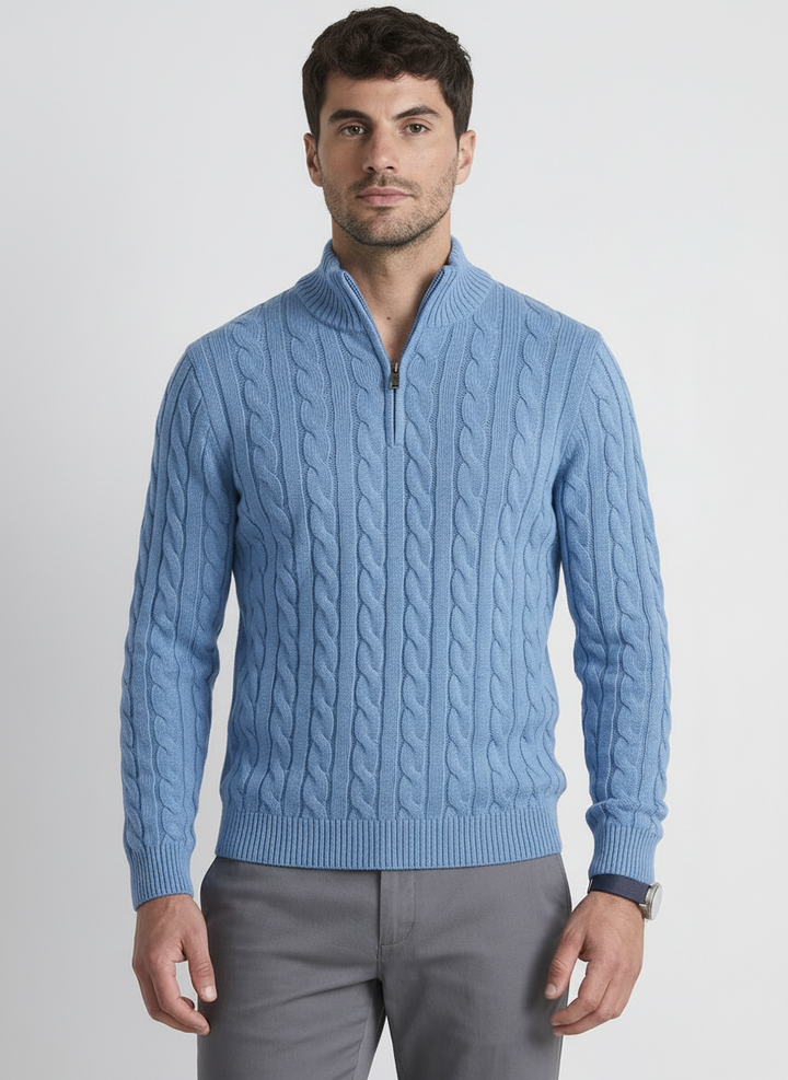 Camisola de Malha Entrançada com Fecho