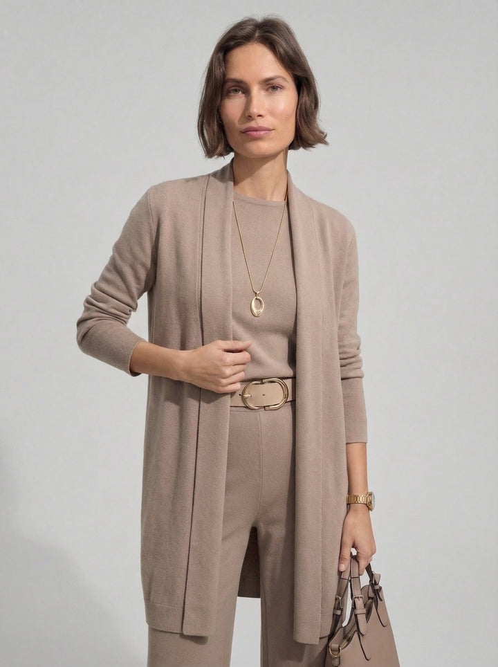 Conjunto Elena - Cardigan Longo, Top e Calças