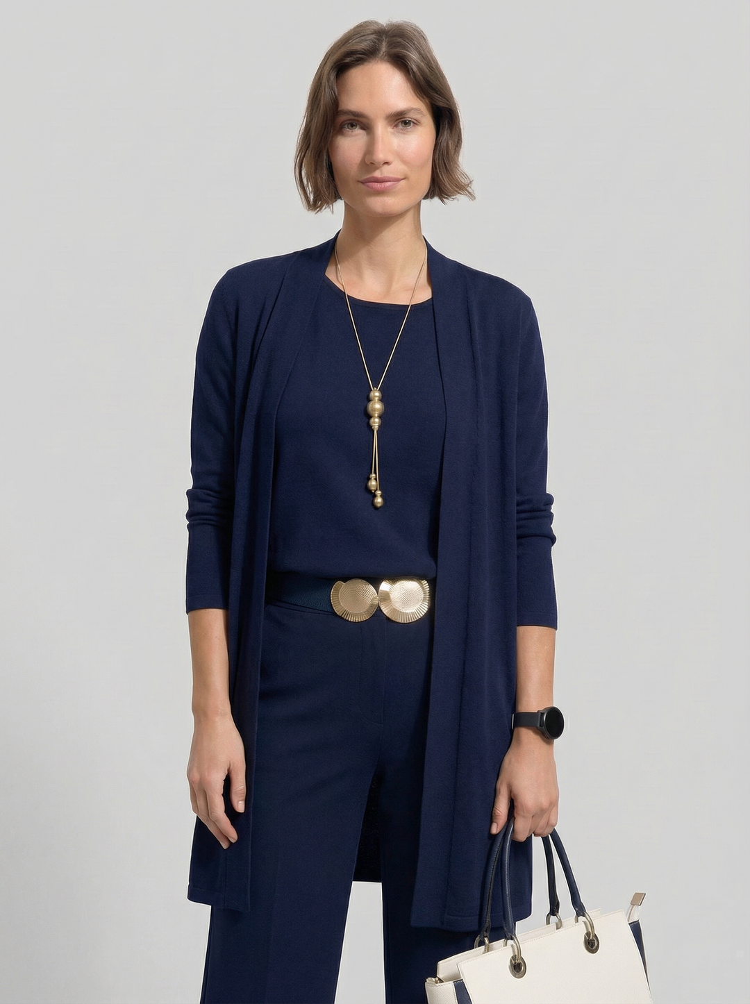 Conjunto Elena - Cardigan Longo, Top e Calças