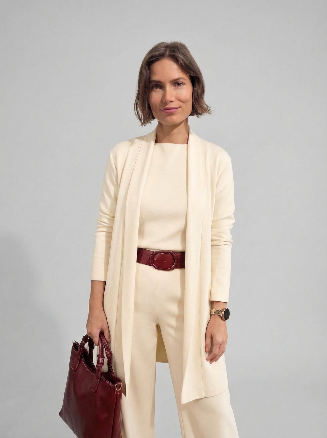 Conjunto Elena - Cardigan Longo, Top e Calças