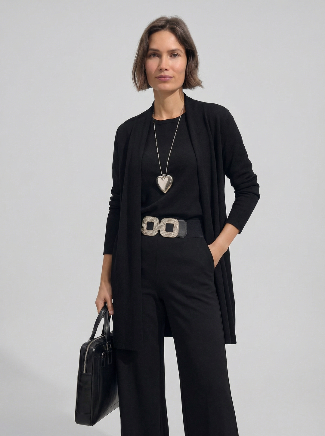 Conjunto Elena - Cardigan Longo, Top e Calças