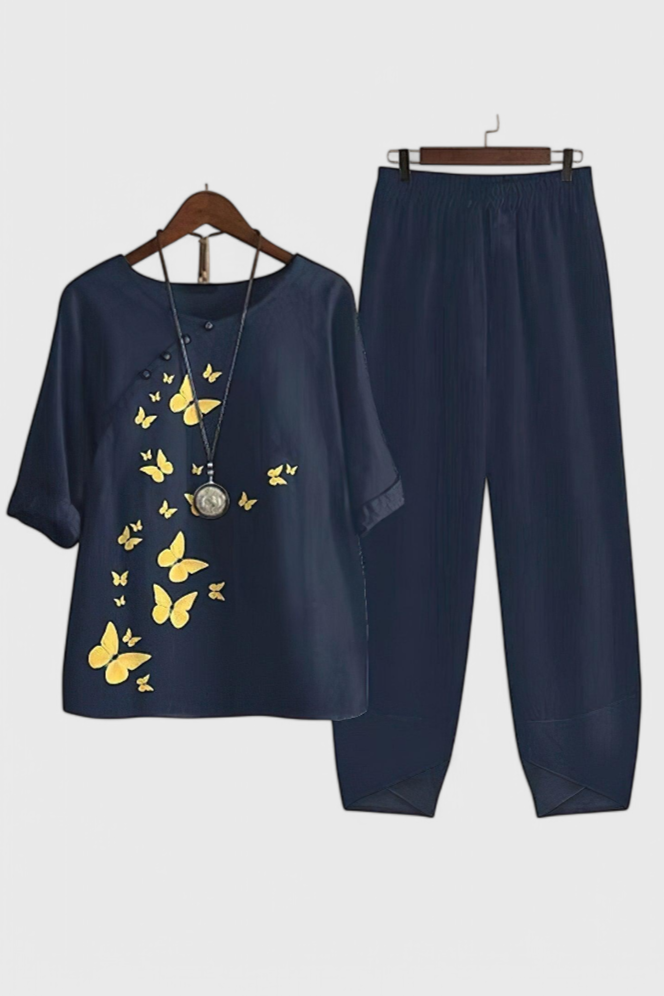Ursula Conjunto Chique de Camisa e Calças com Estilo Relaxado