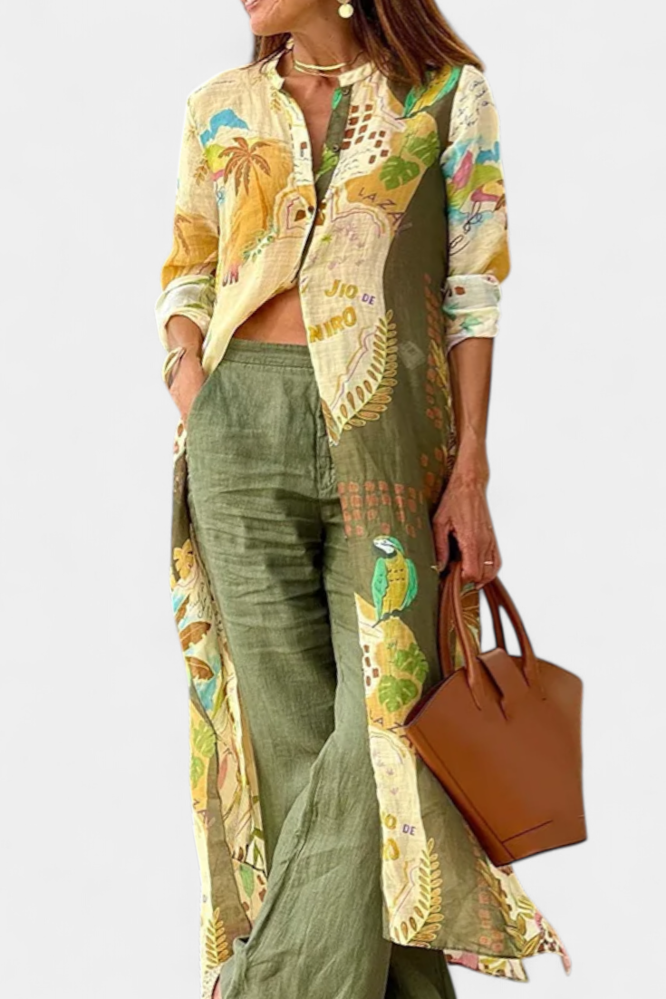 Melvina Conjunto Coordenado de Linho com Estilo Atemporal