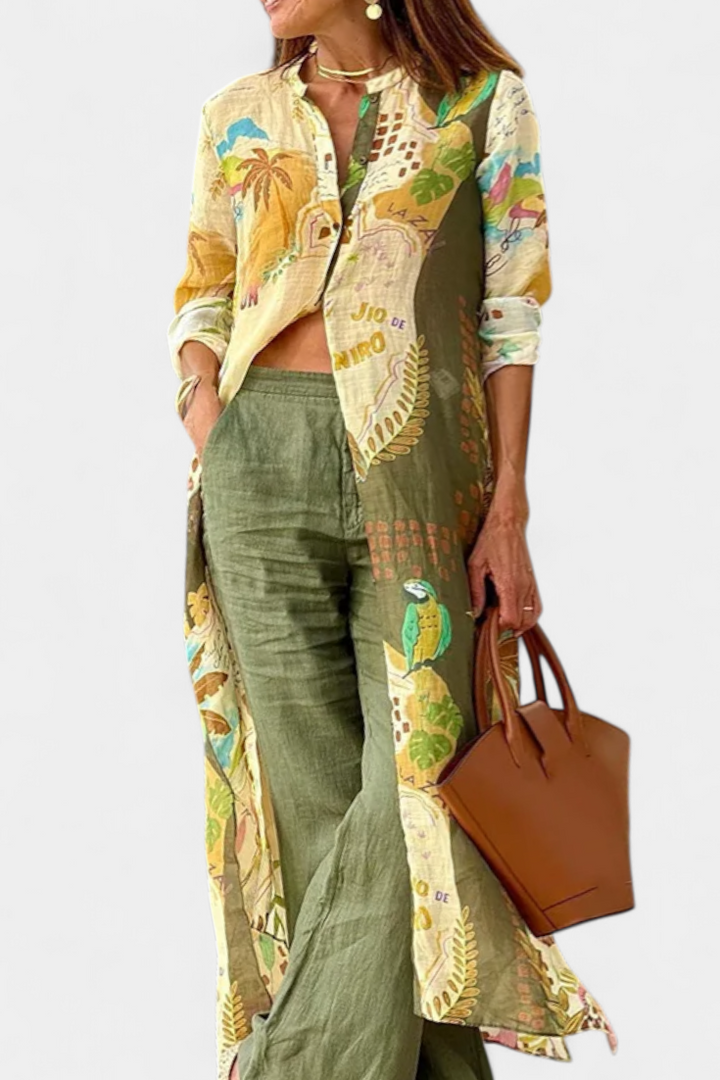 Melvina Conjunto Coordenado de Linho com Estilo Atemporal