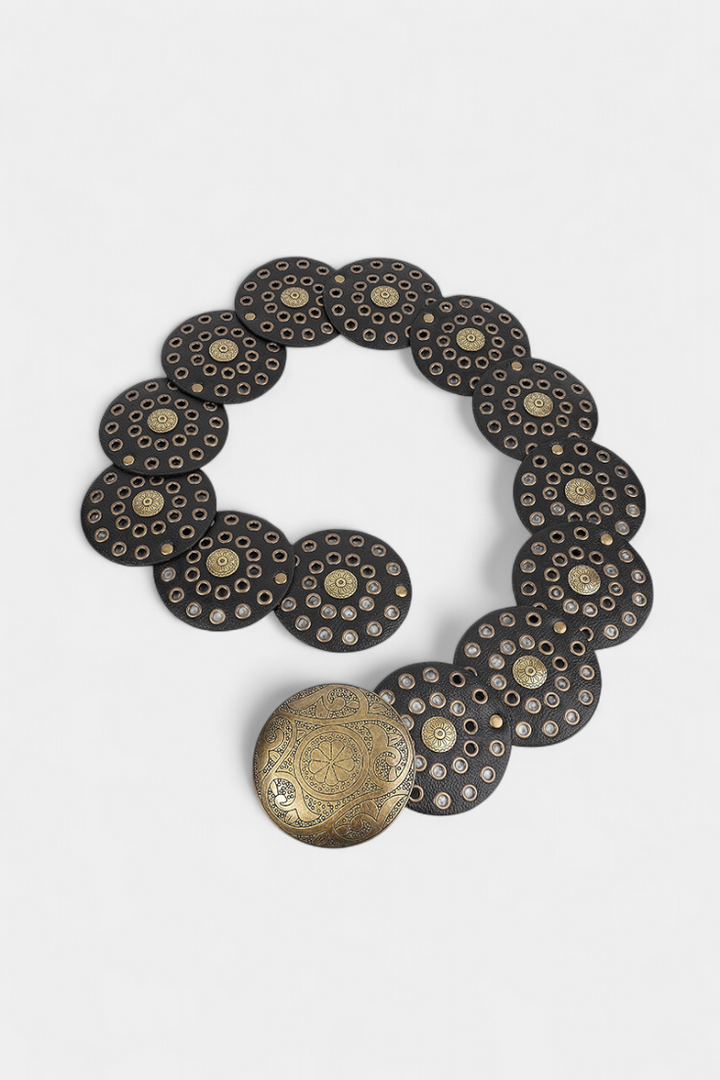 Alicia Cinto Cowboy Vintage com Fivela Circular Decorativa