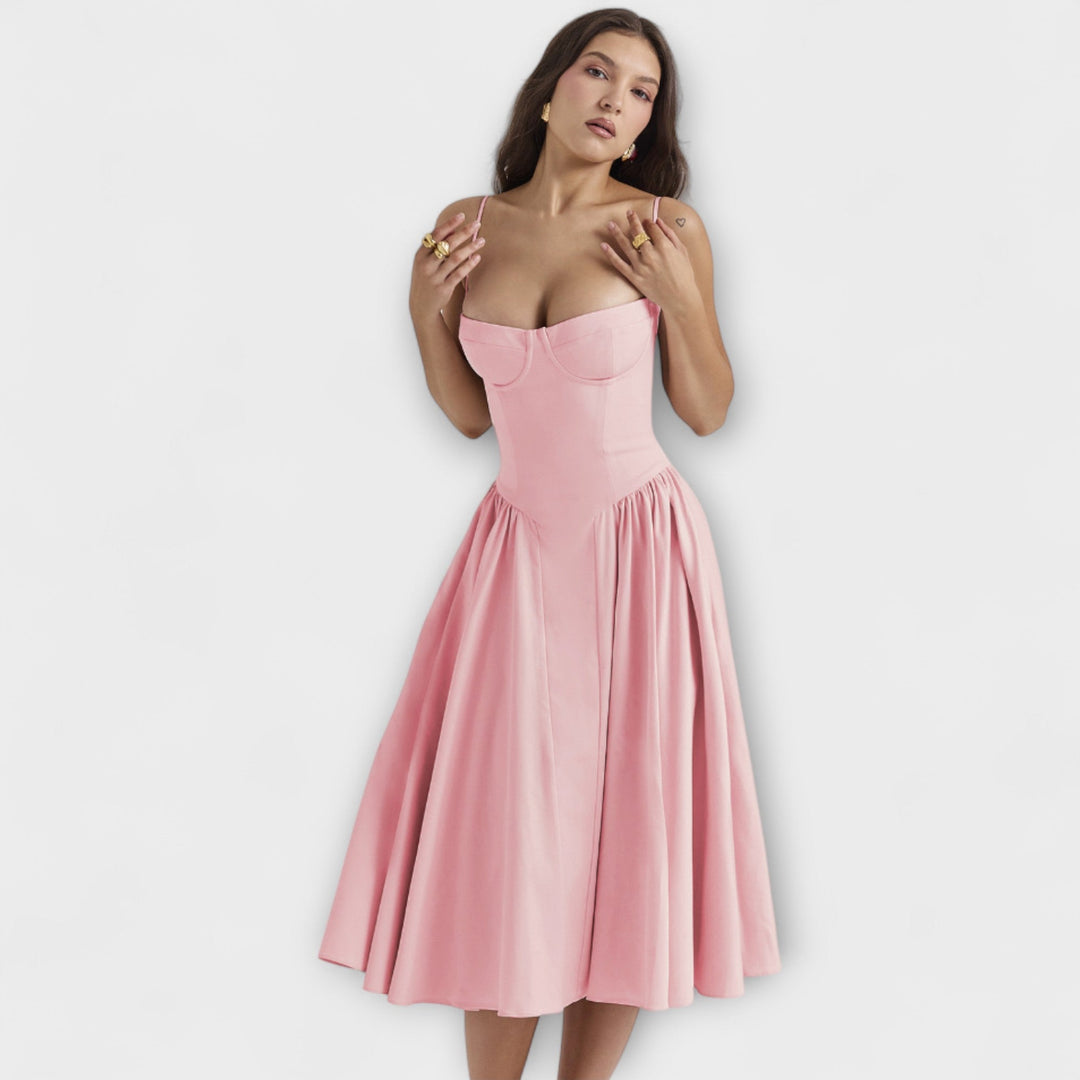 Rosalie - Vestido Elegante com Espartilho sem Mangas