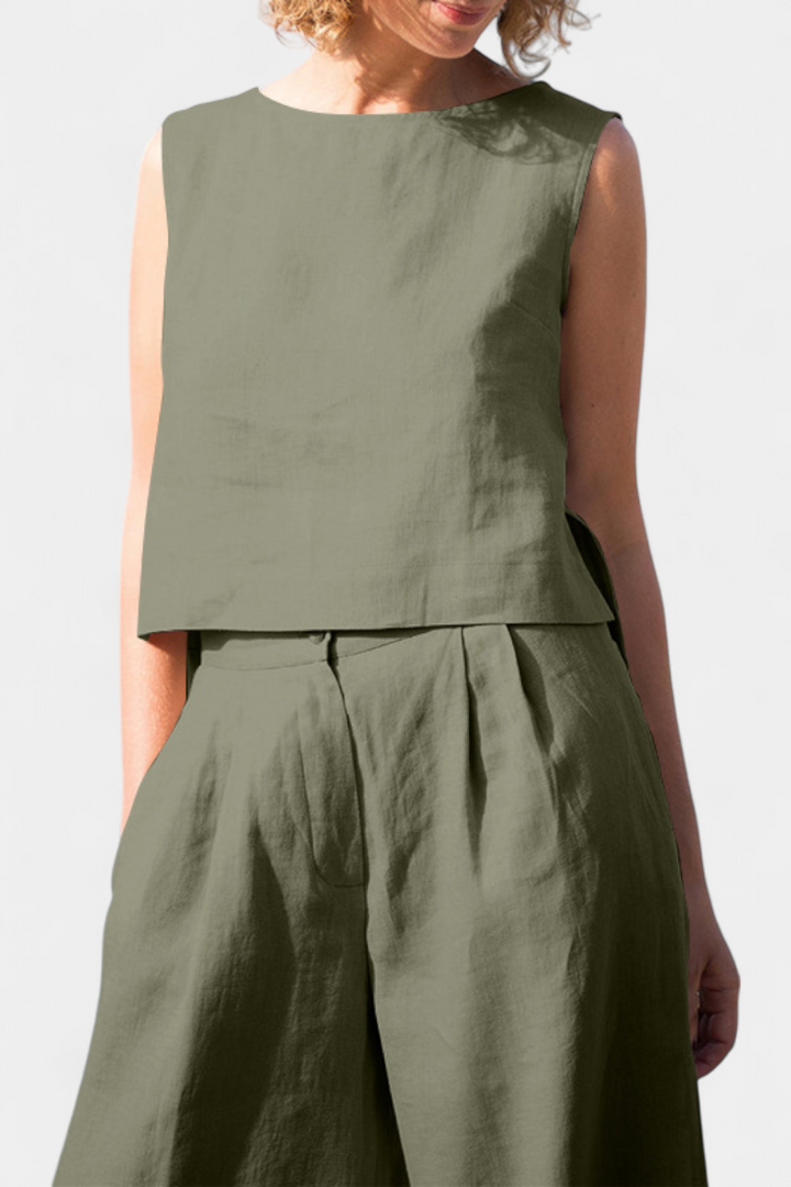 Yvanne Conjunto Vintage sem Mangas de Verão