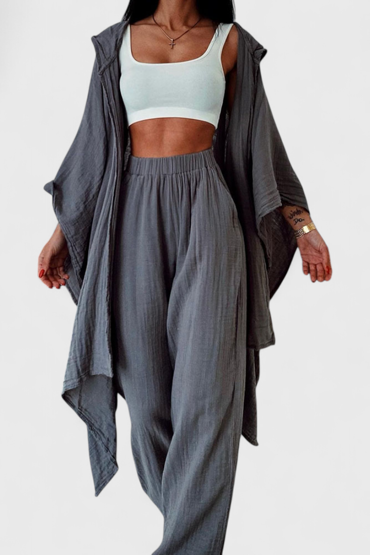 Henley - Conjunto Casual de Duas Peças com Casaco de Malha